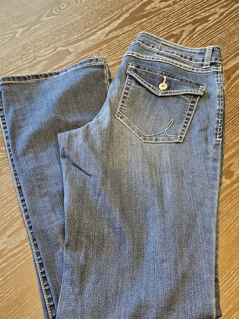 INC International Concepts women's Bootcut Jeans in Medium Blue Denim